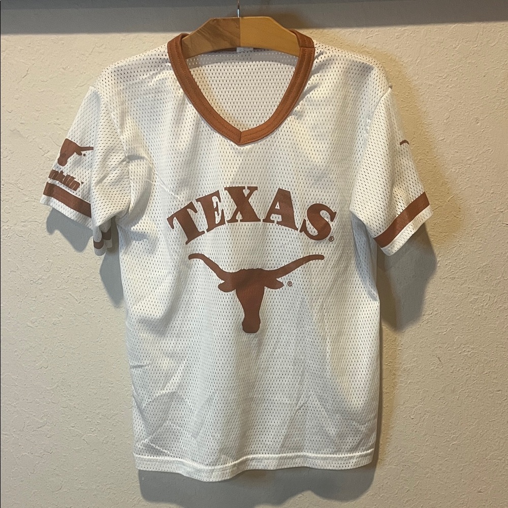 Vintage 90s Franklin Texas Longhorn Youth VNeck Mesh Jersey Shirt size Medium